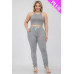 Plus Size Crop Tank Top & Ruched Pants Set