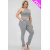 Plus Size Crop Tank Top & Ruched Pants Set