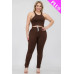 Plus Size Crop Tank Top & Ruched Pants Set