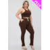 Plus Size Crop Tank Top & Ruched Pants Set