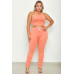 Plus Size Crop Tank Top & Ruched Pants Set