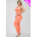 Plus Size Crop Tank Top & Ruched Pants Set