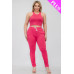 Plus Size Crop Tank Top & Ruched Pants Set