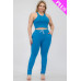Plus Size Crop Tank Top & Ruched Pants Set