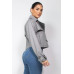 Notch Buckled Sleeve Crop Trench Coat