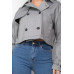 Notch Buckled Sleeve Crop Trench Coat
