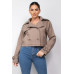 Notch Buckled Sleeve Crop Trench Coat