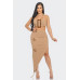Front Eyelet Buckle Belt Top And Skirt Set