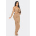 Front Eyelet Buckle Belt Top And Skirt Set