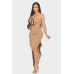 Front Eyelet Buckle Belt Top And Skirt Set