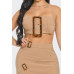 Front Eyelet Buckle Belt Top And Skirt Set
