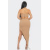 Front Eyelet Buckle Belt Top And Skirt Set