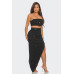 Front Eyelet Buckle Belt Top And Skirt Set