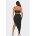 Front Eyelet Buckle Belt Top And Skirt Set