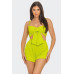 Front Oversized Bow Twisted Tie Top And Shorts Set