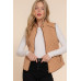Suede Piping Quilted Padding Vest