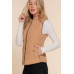 Suede Piping Quilted Padding Vest