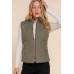 Suede Piping Quilted Padding Vest