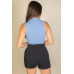 Solid Ribbed Polo Neck Tank Top