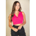 Solid Ribbed Polo Neck Tank Top