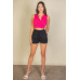 Solid Ribbed Polo Neck Tank Top