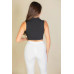 Solid Ribbed Polo Neck Tank Top
