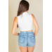 Solid Ribbed Polo Neck Tank Top