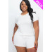 Plus Size Ribbed Short Sleeve Top&shorts Set