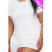 Plus Size Ribbed Short Sleeve Top&shorts Set