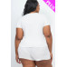 Plus Size Ribbed Short Sleeve Top&shorts Set