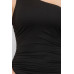 Plus Size Sexy Solid Color Ruched One Shoulder Midi Bodycon Dress