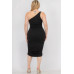Plus Size Sexy Solid Color Ruched One Shoulder Midi Bodycon Dress