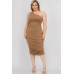 Plus Size Sexy Solid Color Ruched One Shoulder Midi Bodycon Dress