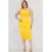 Plus Size Sexy Solid Color Ruched One Shoulder Midi Bodycon Dress