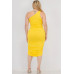 Plus Size Sexy Solid Color Ruched One Shoulder Midi Bodycon Dress