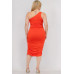 Plus Size Sexy Solid Color Ruched One Shoulder Midi Bodycon Dress