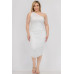 Plus Size Sexy Solid Color Ruched One Shoulder Midi Bodycon Dress