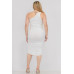 Plus Size Sexy Solid Color Ruched One Shoulder Midi Bodycon Dress