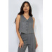 Herringbone V-neck Buttoned Vest Top