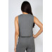 Herringbone V-neck Buttoned Vest Top