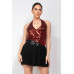 Surplice Halter Sequin Top