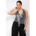 Surplice Halter Sequin Top