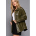 Long Slv Faux Leather Shacket
