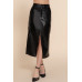 Faux Leather Midi Cargo Skirt