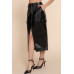Faux Leather Midi Cargo Skirt