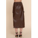 Faux Leather Midi Cargo Skirt