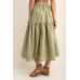 Printed tired midi skirt