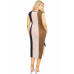 Plus knitted sleeveless colorblock waist tie dress
