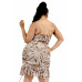 Plus wild animal print cami strap ruffle hem dress