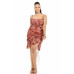 Plus wild animal print cami strap ruffle hem dress
